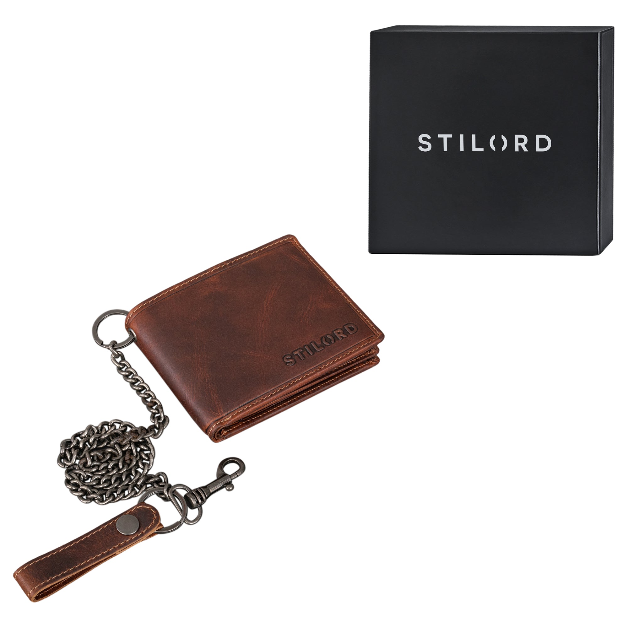 Braune Leder Geldbörse klassisch mit Kette