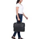 Schwarze Bürotasche aus echtem Leder