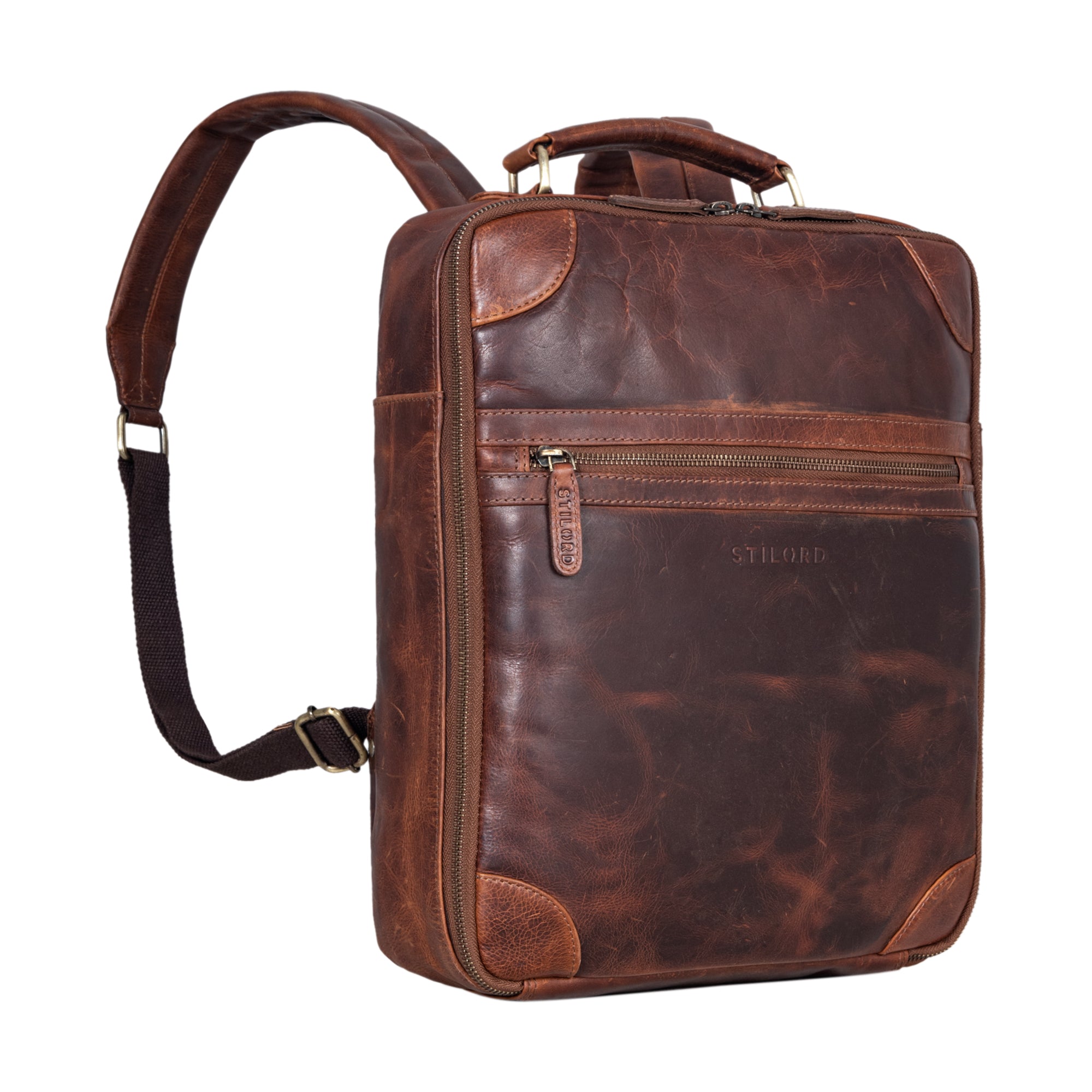 Business-Rucksack braun Echtleder