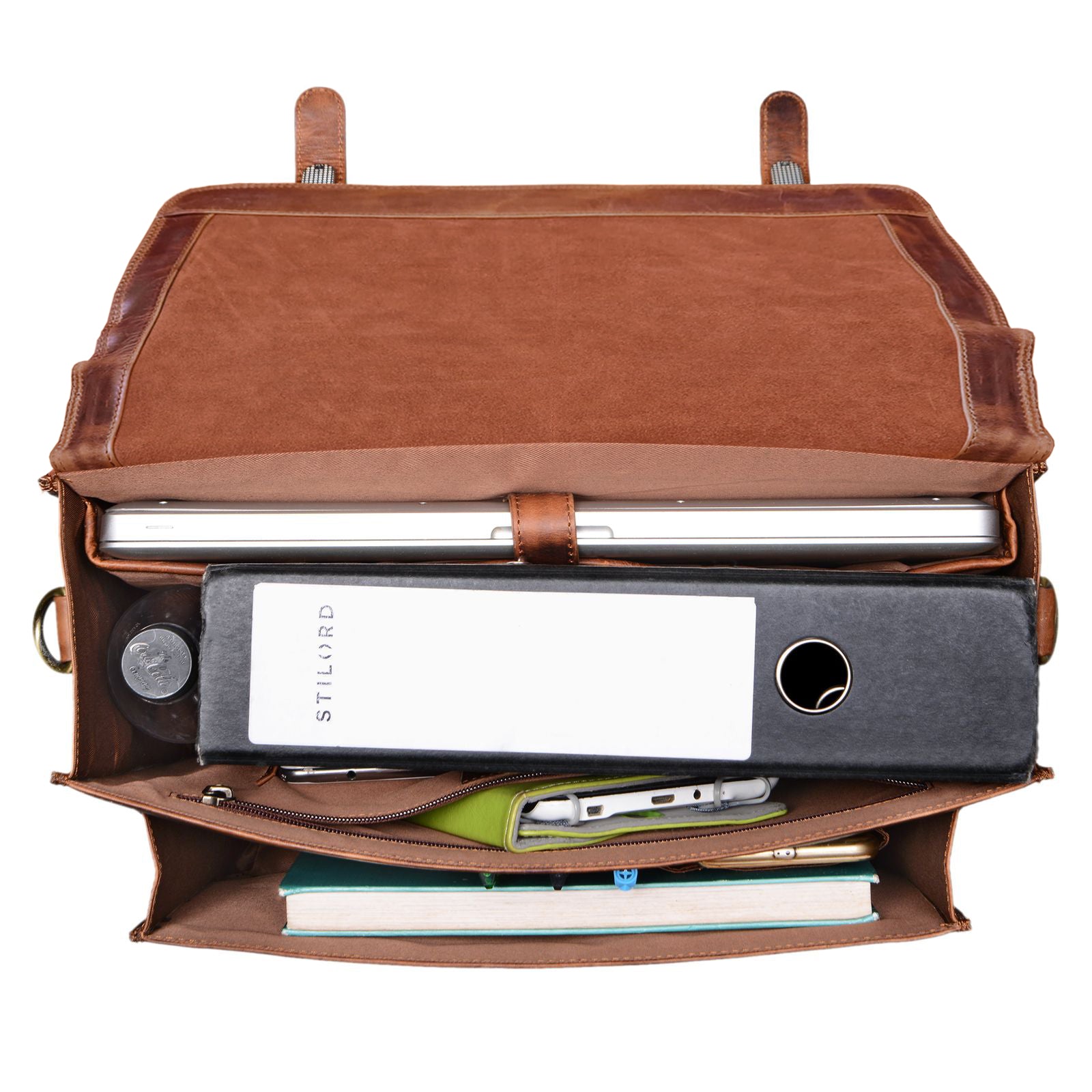 Lehrertasche Leder Vintage cognac-braun
