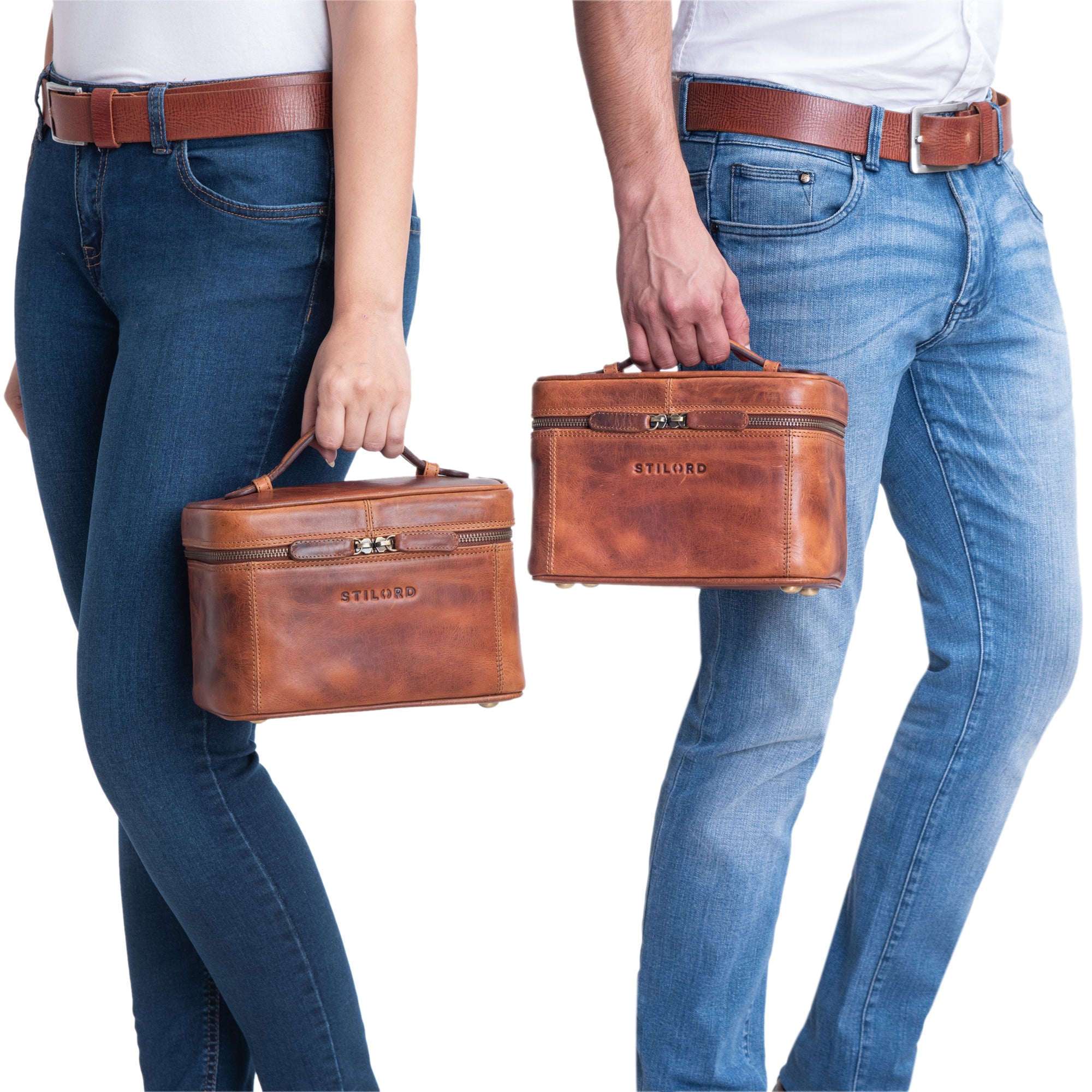 Grosse Vintage Leder Kulturtasche