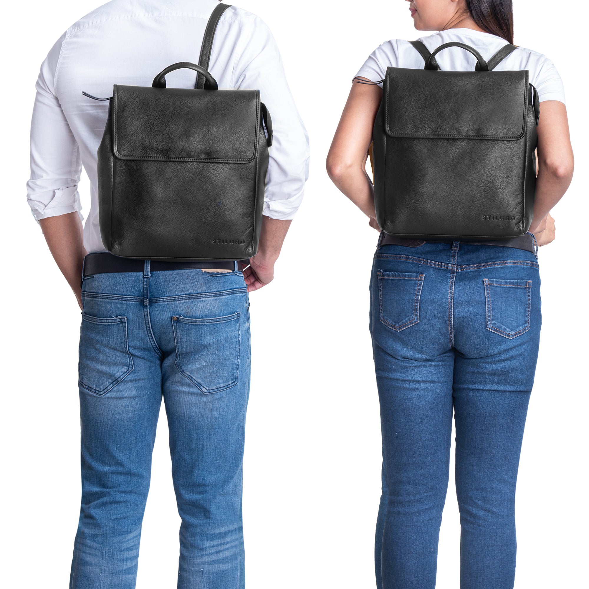 Schwarzer Echtleder Rucksack
