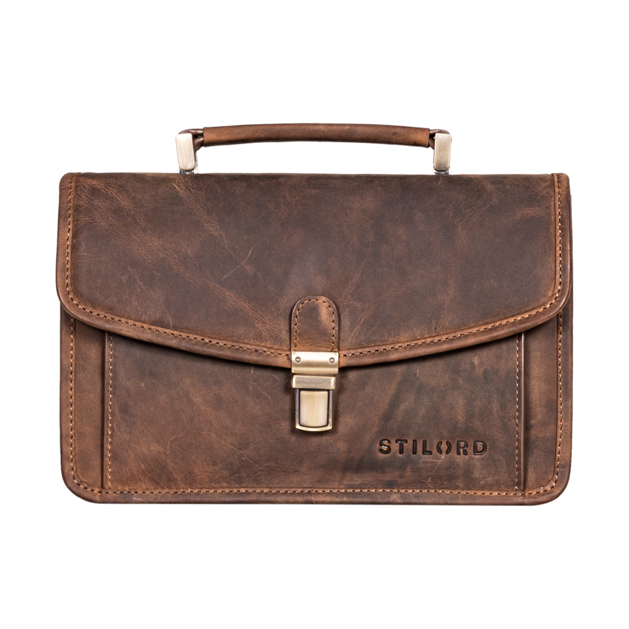 Große Clutch braun Leder Frauen