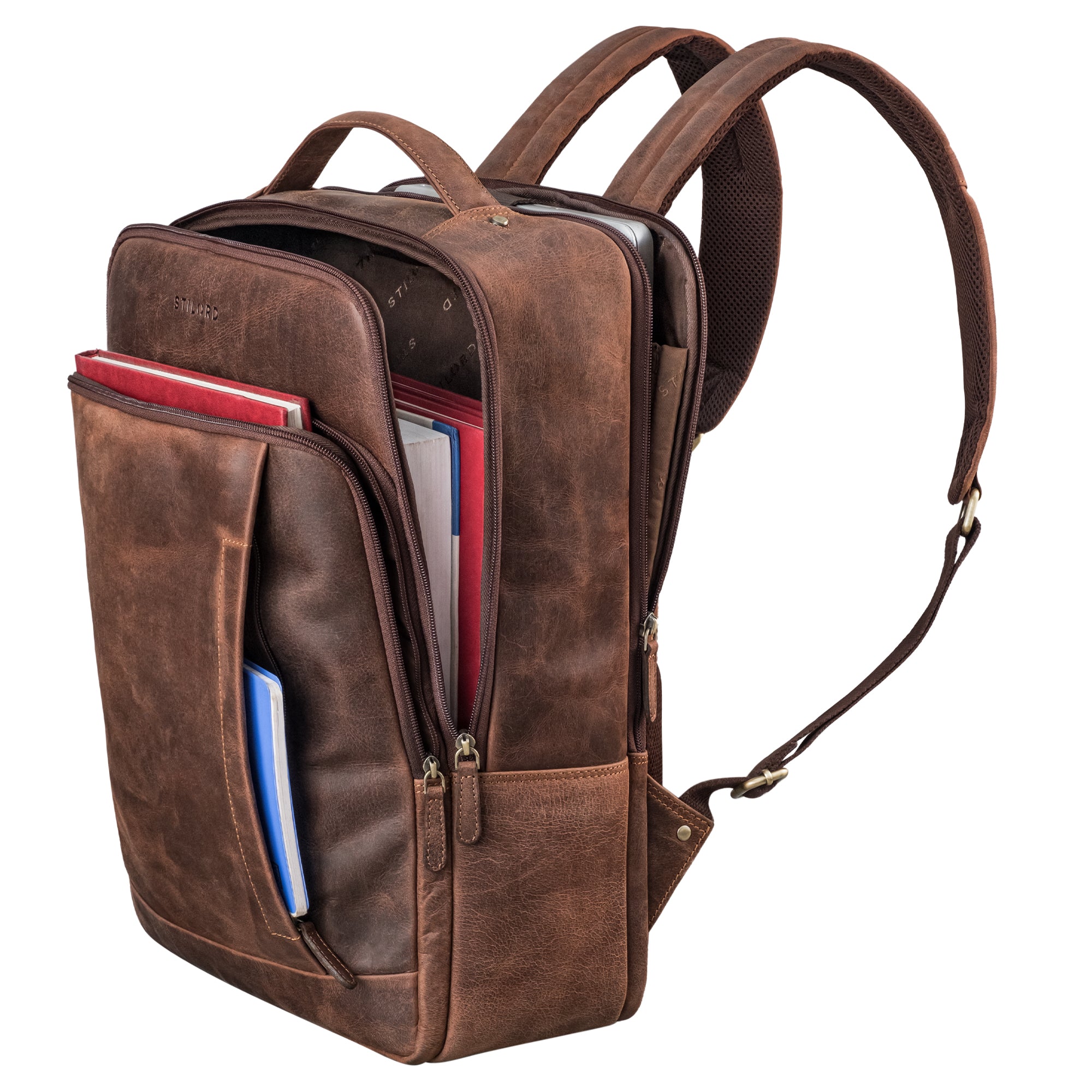 Arbeitsrucksack Leder Herren und Damen für Laptop 15.6 - 16 Zoll