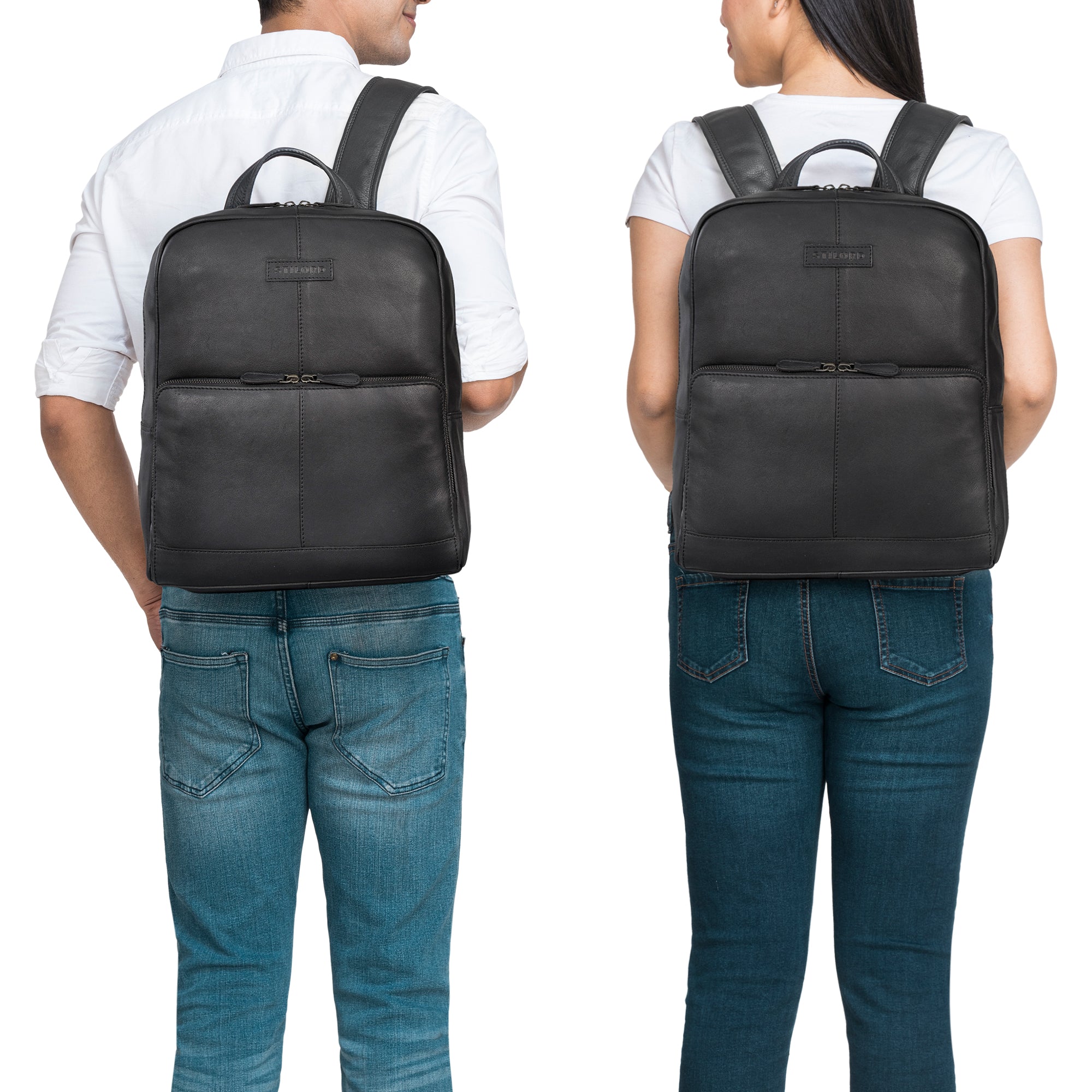 Leder Rucksack groß schwarz