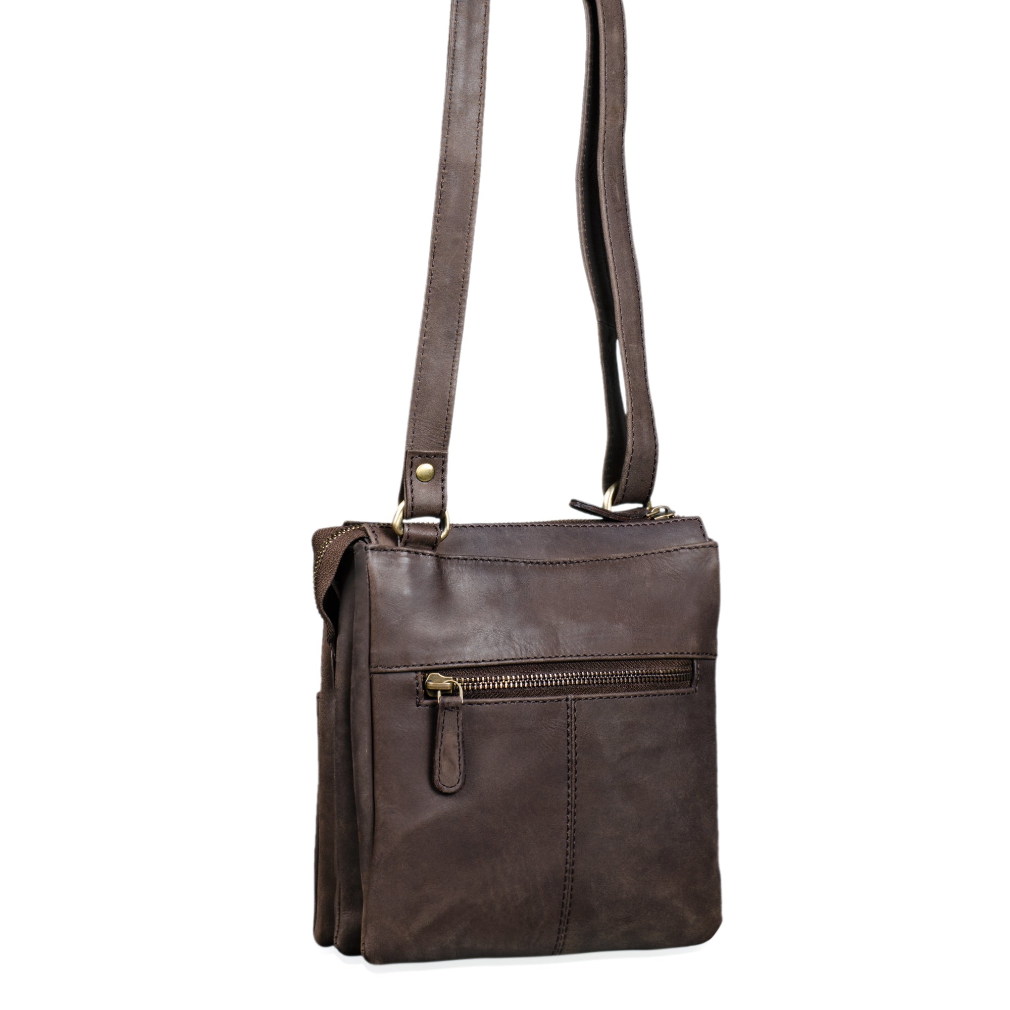 Handtasche dunkelbraun echtes Leder Vintage