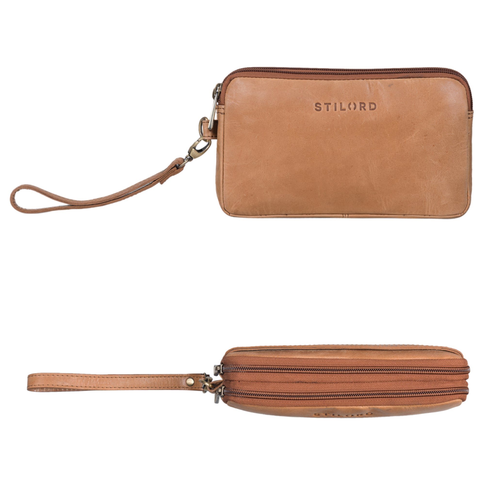 Elegante Handgelenktasche aus echtem Leder