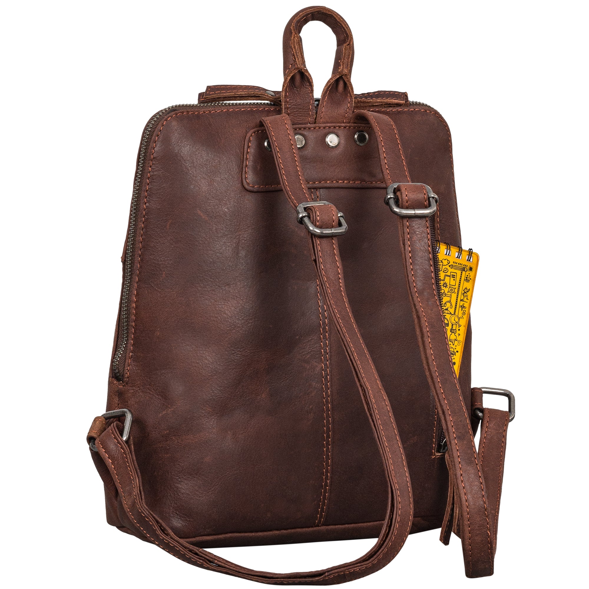 Retro Rucksack Damen Leder klein braun