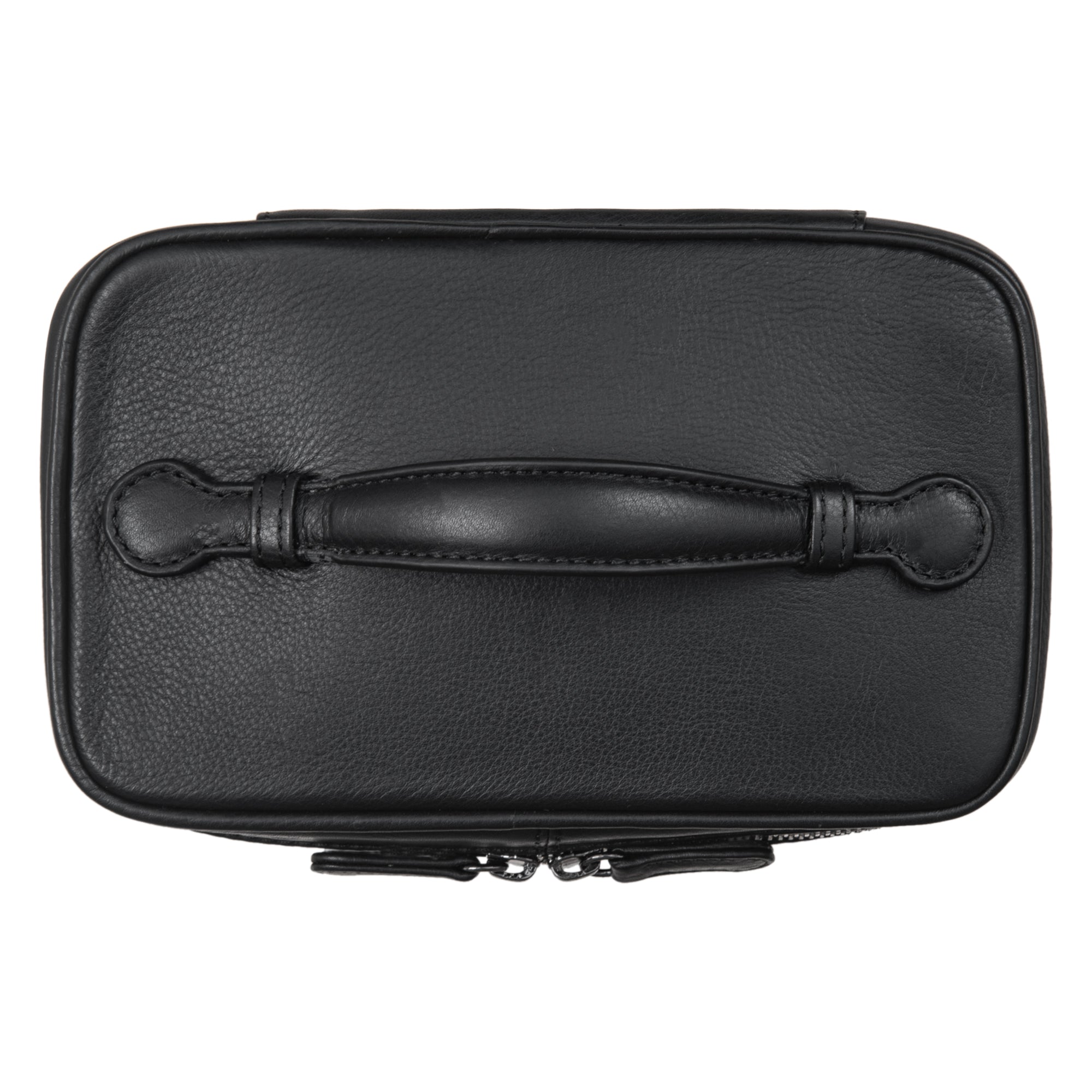 Kulturtasche aus schwarzem Leder