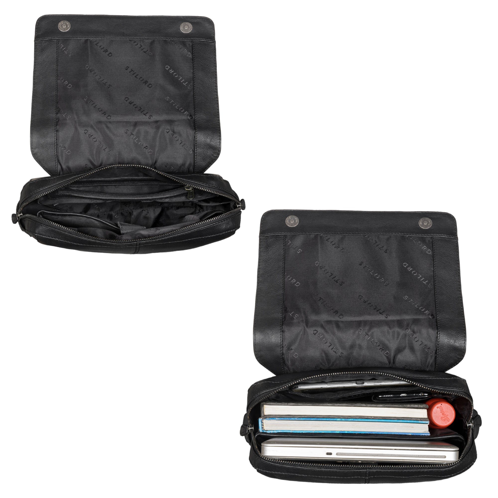 Uni Rucksack in Leder schwarz für Dokumente und Laptop