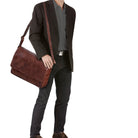 Ledertasche Schultertasche 15.6 Zoll Laptop Fach
