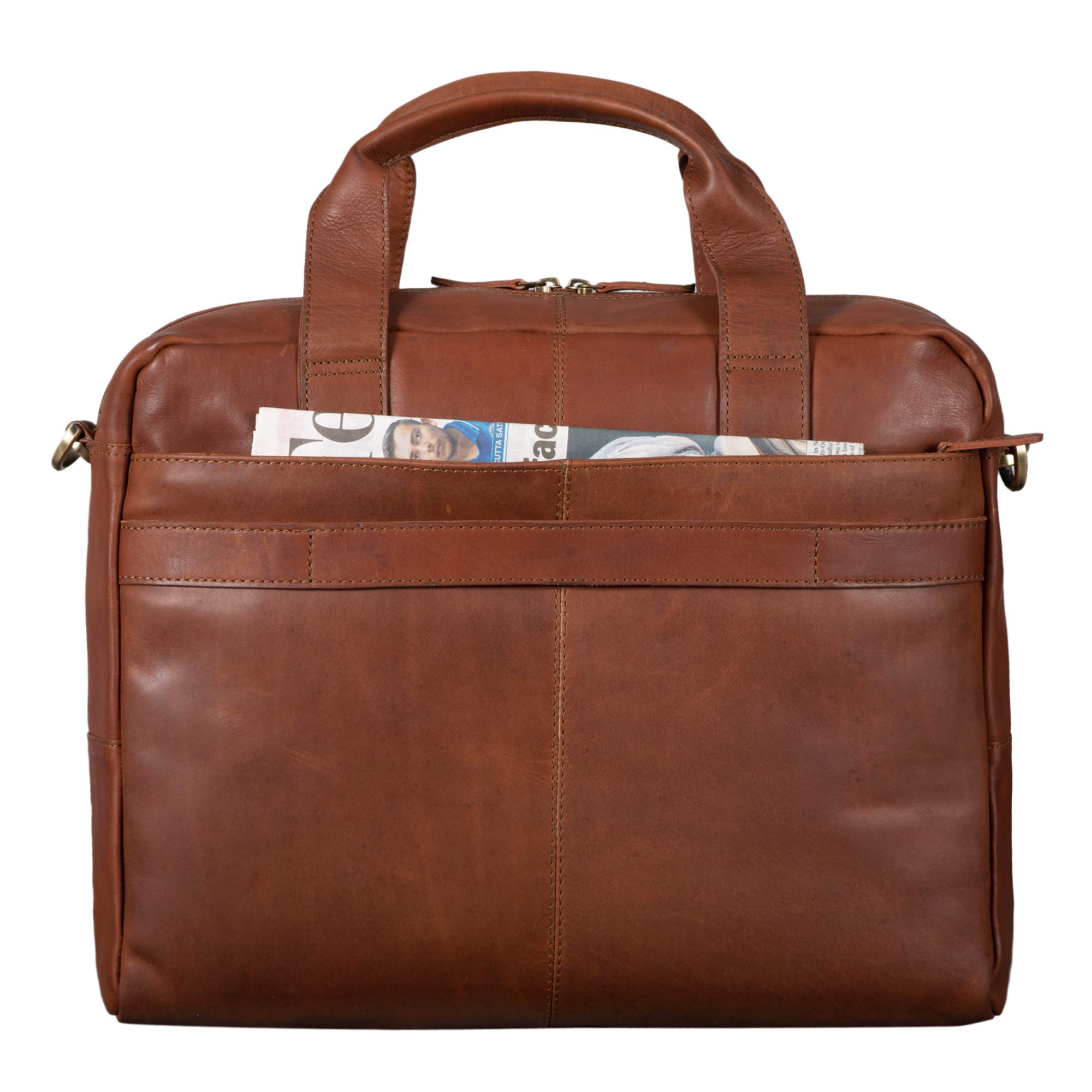 Leder Laptoptasche cognac braun mit Trolleygurt