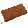 B-WARE "Flora" Portemonnaie mit Blumen Relief Geldbeutel Quer Leder