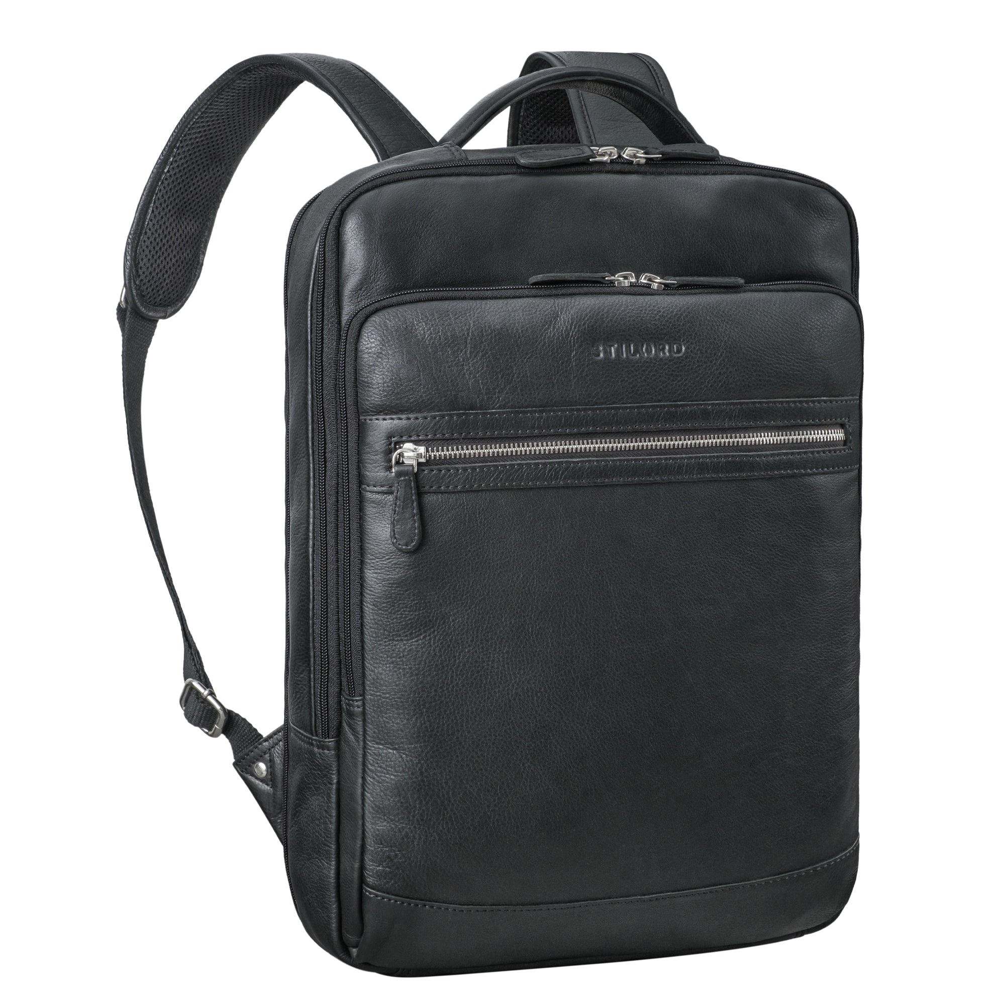 Arbeitsrucksack Leder Schwarz