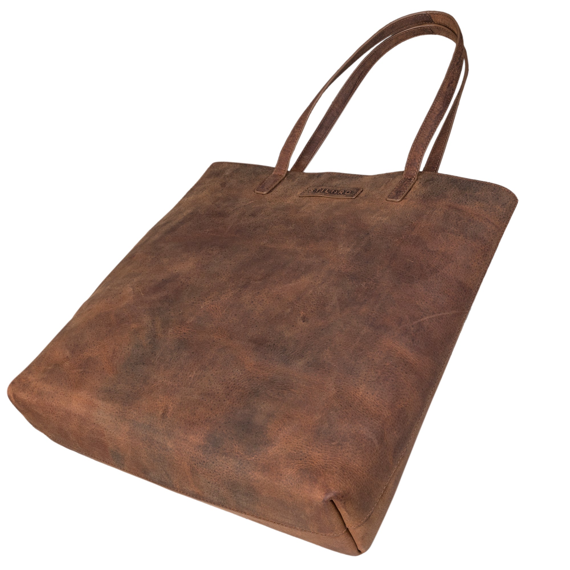 Echt Leder Shopper Frauen groß braun Wildleder