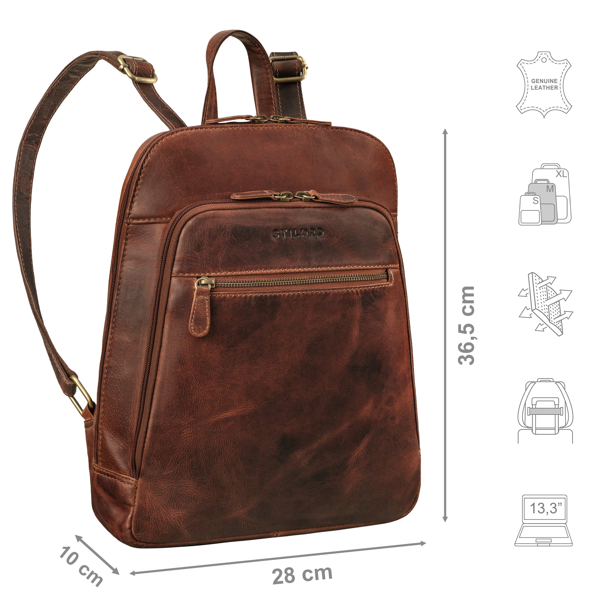 Lederrucksack für Laptop und Notebook mit 13,3 Zoll