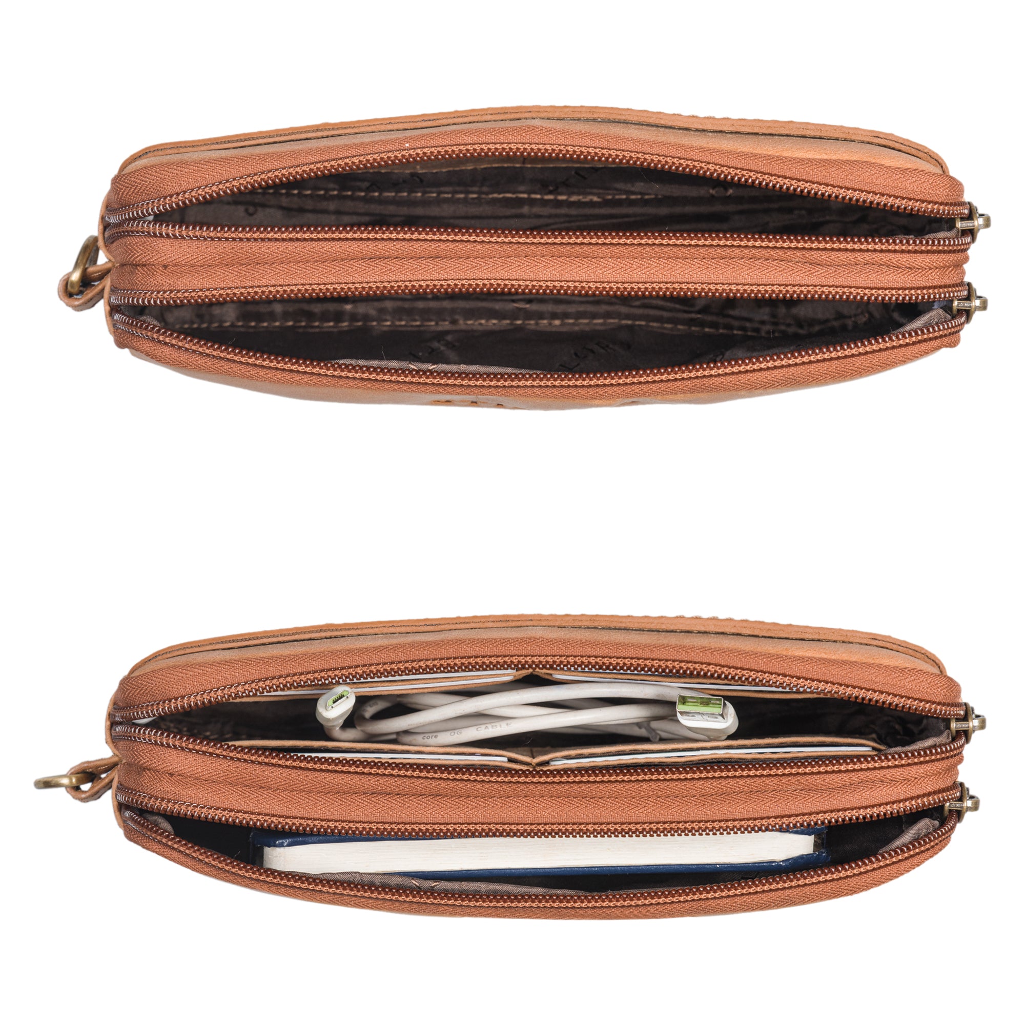 Kompakte Handgelenktasche echtes Leder