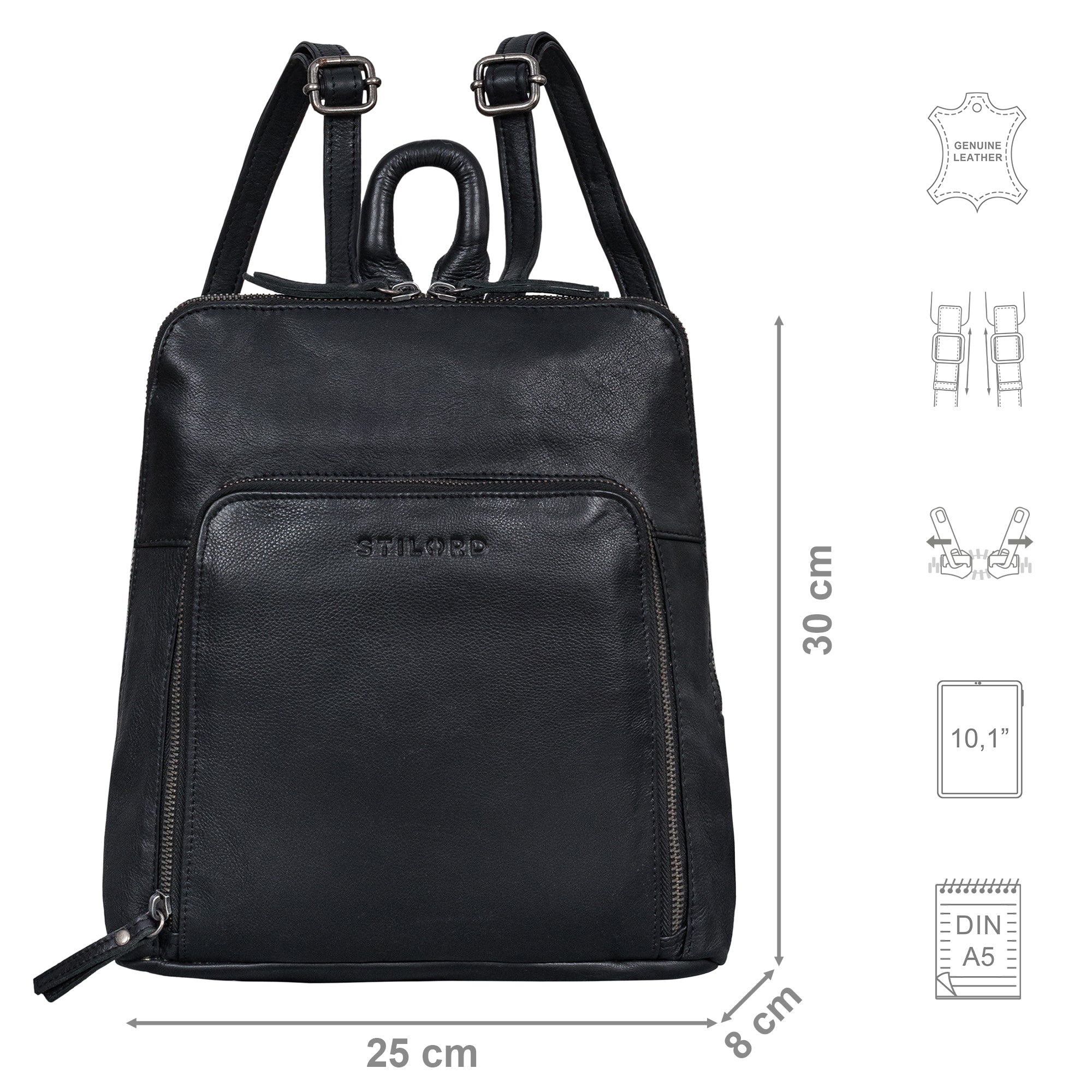 Vintage Rucksack Damen schwarz Leder klein