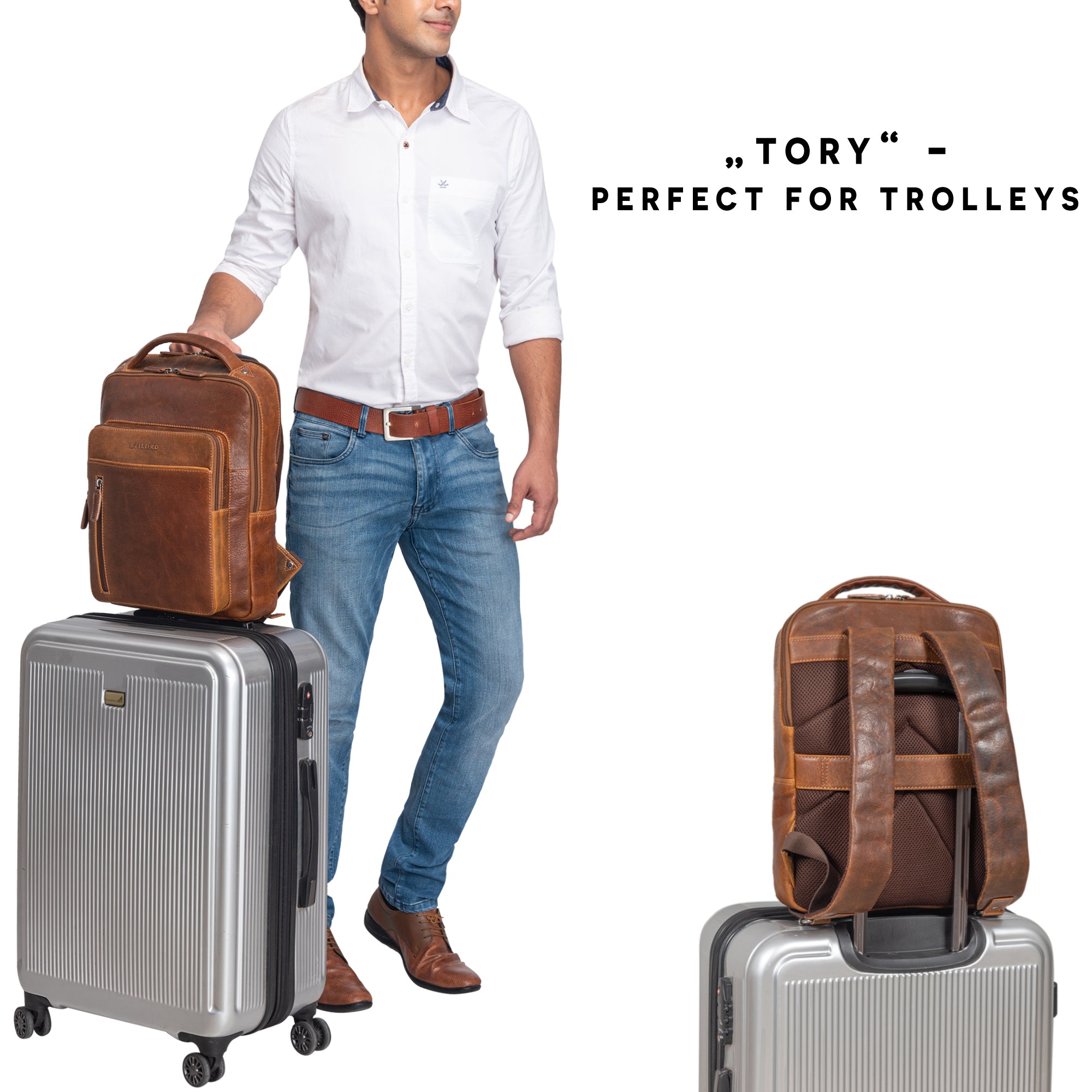 Backpack Travel Bag Leder Braun