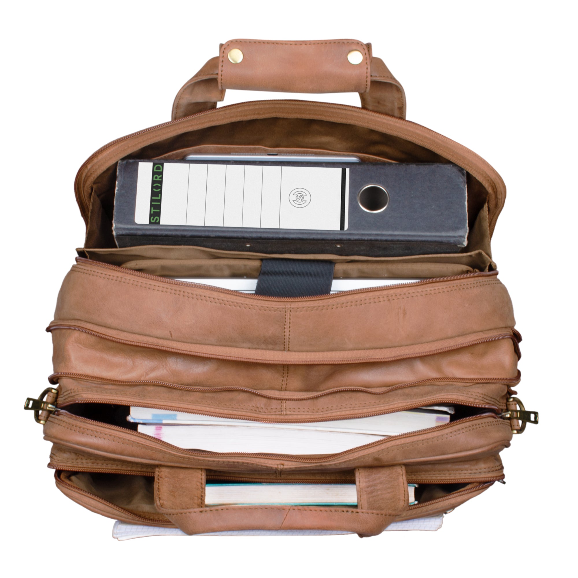 Aktentasche groß Umhängetasche Leder braun Vintage