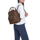 Frauen Echtleder Rucksack klein braun