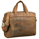 Braune Premium Leder Aktentasche Herren Laptoptasche 15 Zoll Ledertasche DIN A4 Mit Griff & Schultergurt