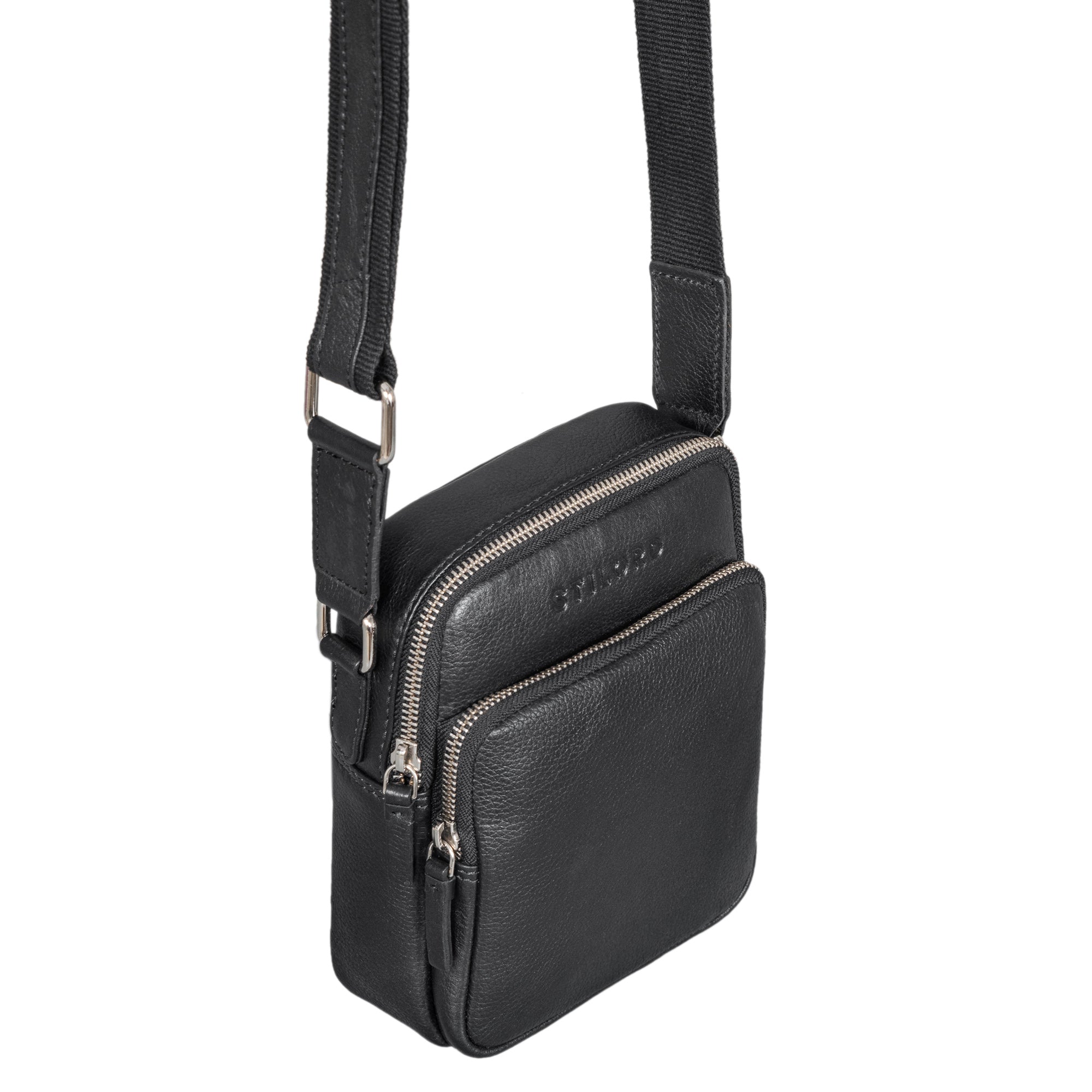 Kompakte schwarze Herrenledertasche
