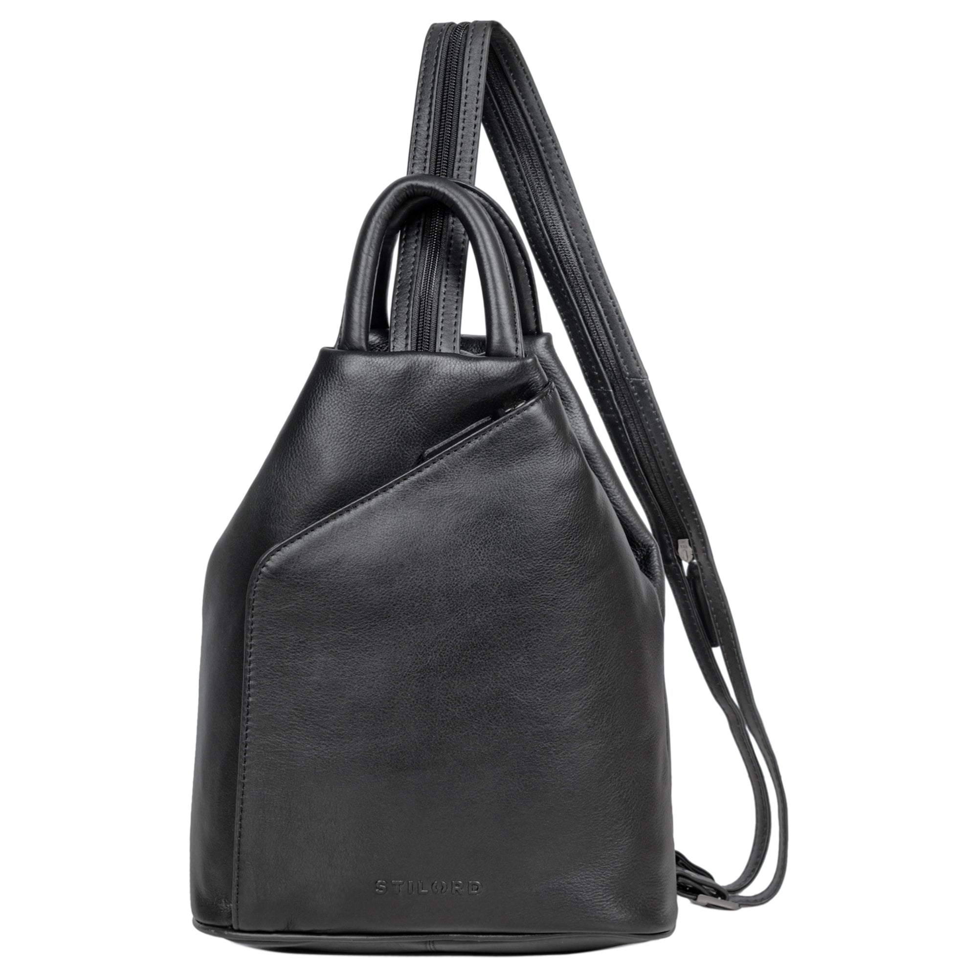 Schwarzer Lederrucksack klein